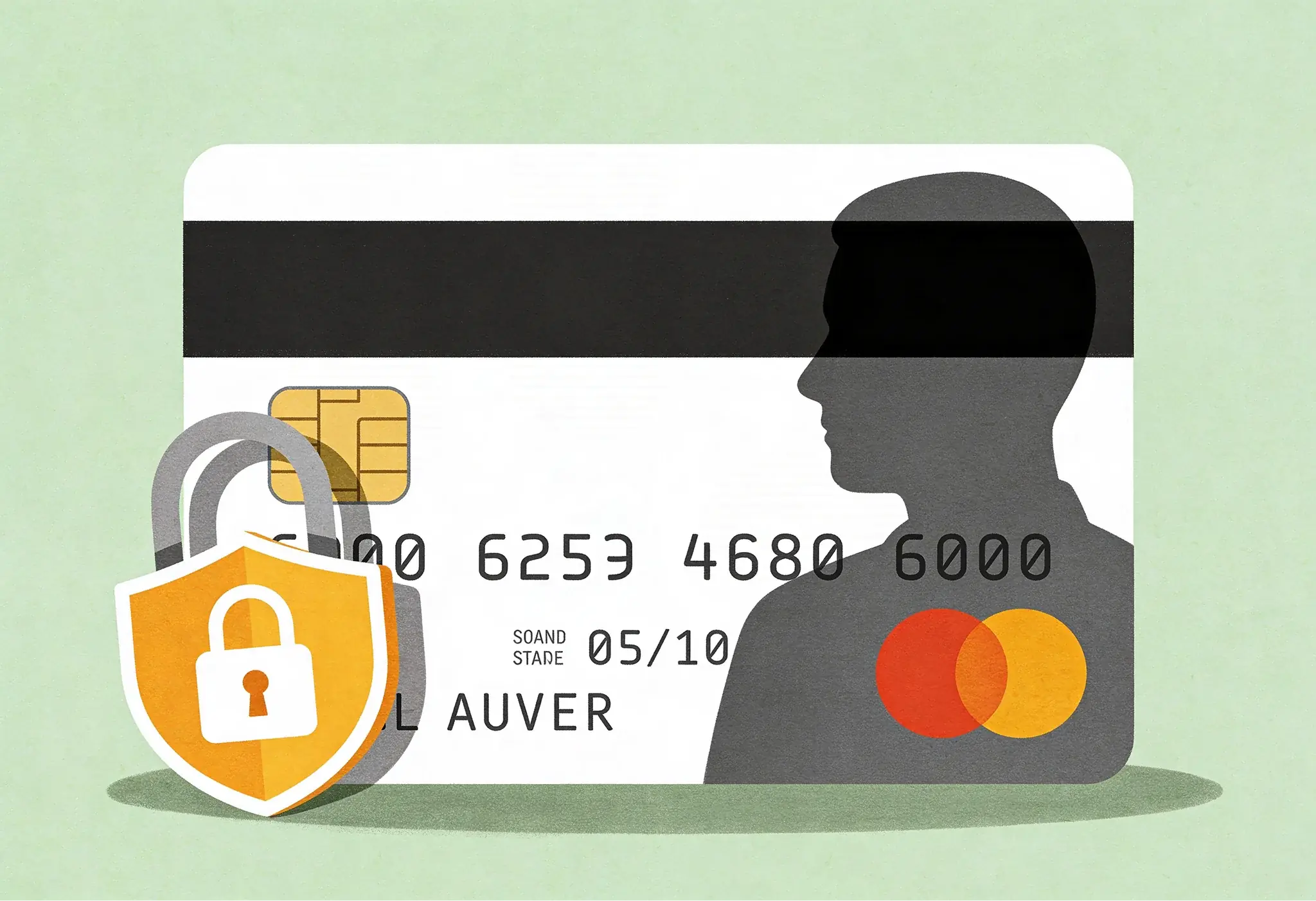 Sachliche Symbole für Zahlung Identitätsprüfung Datenschutz und Sicherheit